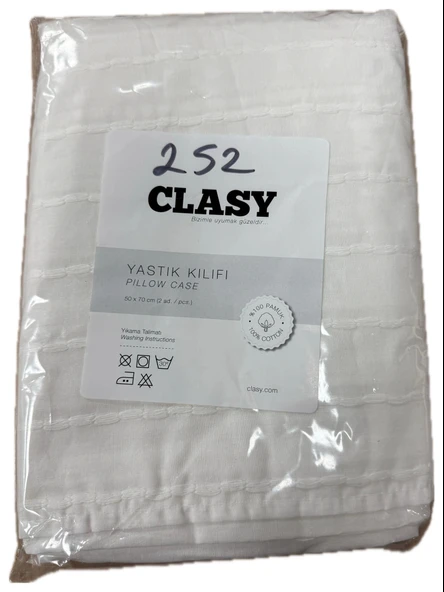Clasy Ranforce 2 Adet Melkor Yastık Kılıfı Nakışlı Renk Beyaz - 3