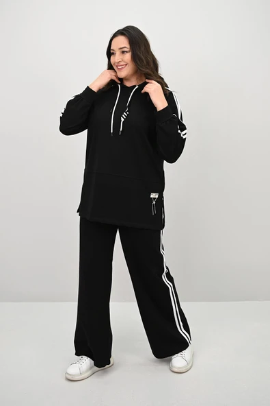 Kadın Büyük Beden Uzun Kollu Kalp Aksesuar Detaylı Eşofman Takımı 8169-25 - 3