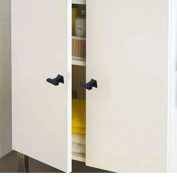 Gediz Siyah Kulp Düğme Tek Vidalı Çekmece Kulbu Metal Kulpları Mutfak Mobilya Dolabı Dolap Kulpu - Resim 2