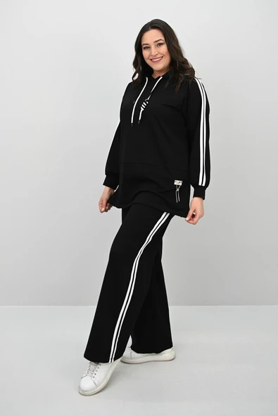 Kadın Büyük Beden Uzun Kollu Kalp Aksesuar Detaylı Eşofman Takımı 8169-25 - 4