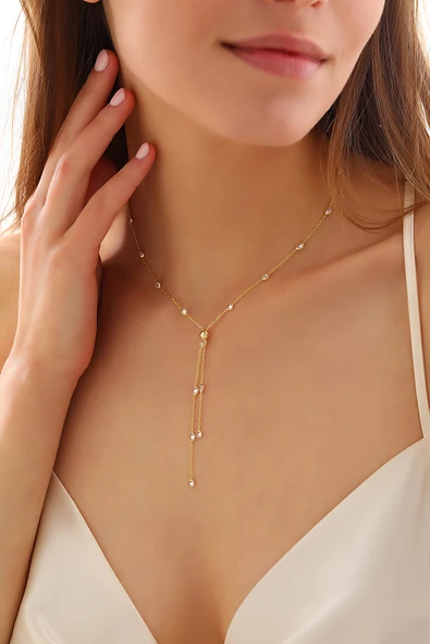 925 ayar gümüş dorika toplu Y kolye - 5