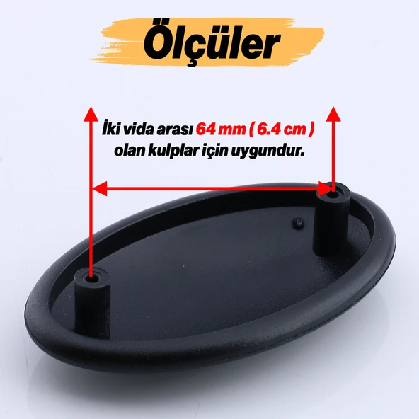 Damla Kulp 64 mm - (6.4 cm) Siyah Çekmece Mutfak Mobilya Dolabı Dolap Kulpu Kulbu  Plastik Kulpları - 4