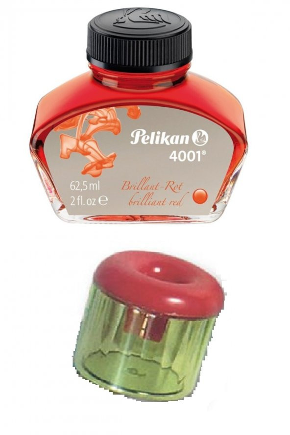 Kırmızı Dolma Kalem Mürekkebi 30 Ml. Şişe ve Mürekkep Hokkası