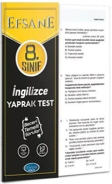 8. Sınıf İngilizce Yaprak Test