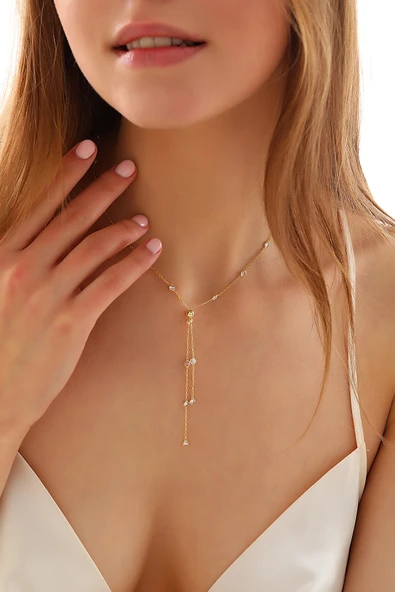 925 ayar gümüş dorika toplu Y kolye - 4