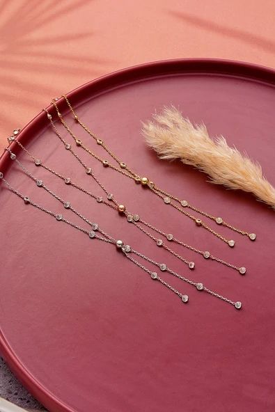 925 ayar gümüş dorika toplu Y kolye