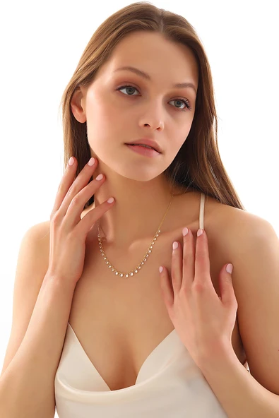 925 ayar gümüş boy geçişli zirkon taşlı kolye - Resim 3