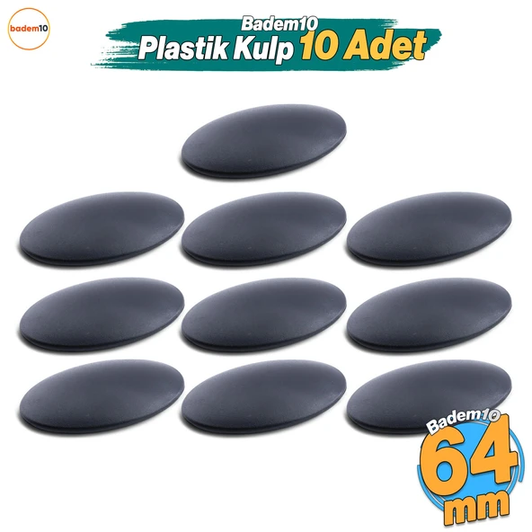 Damla 10 Adet 64 mm - 6.4 cm Siyah Çekmece Mutfak Mobilya Dolabı Dolap Kulpu Kulbu  Plastik Kulpları