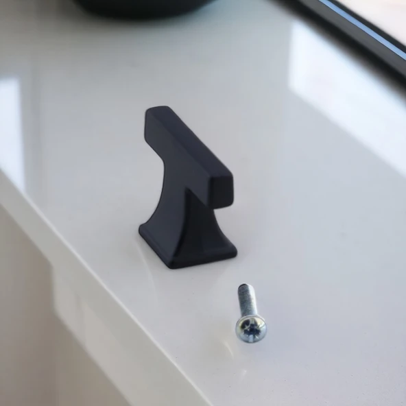 Gediz Siyah Kulp Düğme Tek Vidalı Çekmece Kulbu Metal Kulpları Mutfak Mobilya Dolabı Dolap Kulpu - Resim 8
