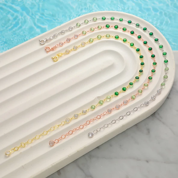 925 ayar gümüş yeşil renk geçişli tamtur hal hal - Resim 2