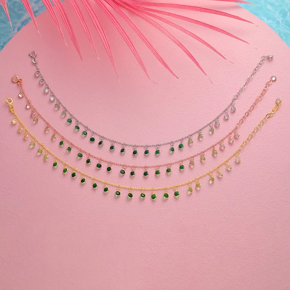 925 ayar gümüş sallantılı yeşil renk geçişli hal hal - Resim 2