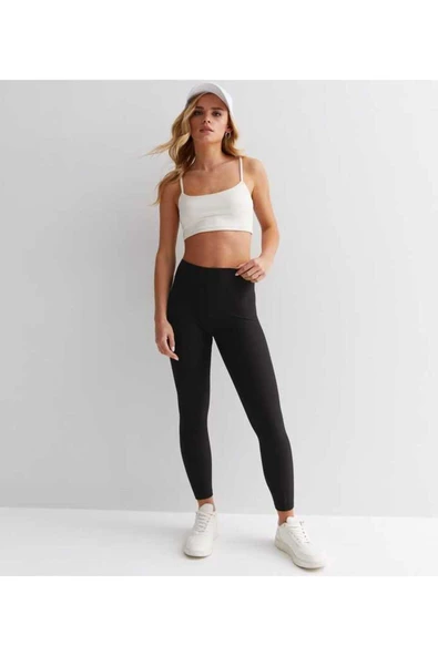 Siyah Fitilli Yüksek Bel Toparlayıcı Tayt