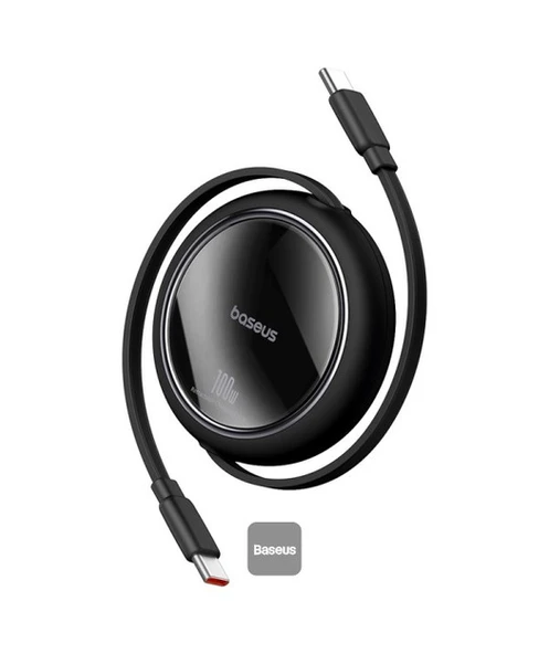 Baseus Free2Pull Mini Şarj Kablosu USB-C to USB-C 60W 1m - Siyah