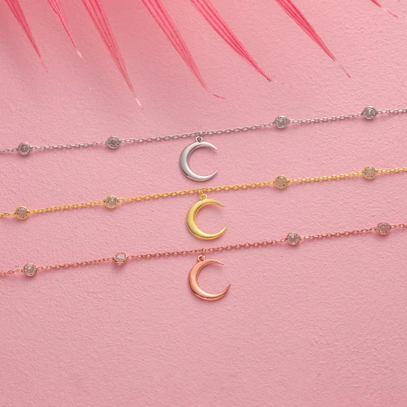 925 ayar gümüş hilal objeli zirkon taşlı hal hal - 2