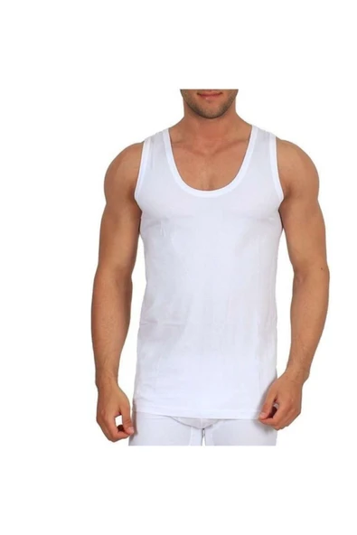 Erkek Beyaz 6'lı Paket Klasik Penye Atlet Elf568s0001ccm6 ( Yıldızı) - 2
