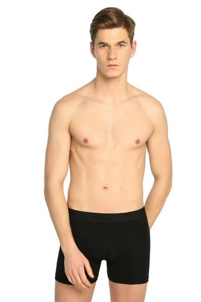Erkek Siyah Elastan Likralı Boxer 6'lı Paket 0114