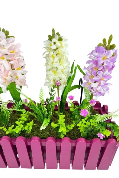 Nettenevime Yapay Çiçek Renkli Sümbül Çiçekleri Mor Çit Saksıda Küpeşte Askılı Balkon Çiçeği Çiçek Sepeti - Resim 2