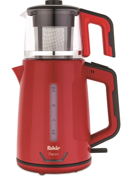 Fakir Neon Siyah Kırmızı 1800 W Cam Demlikli Çay Makinesi
