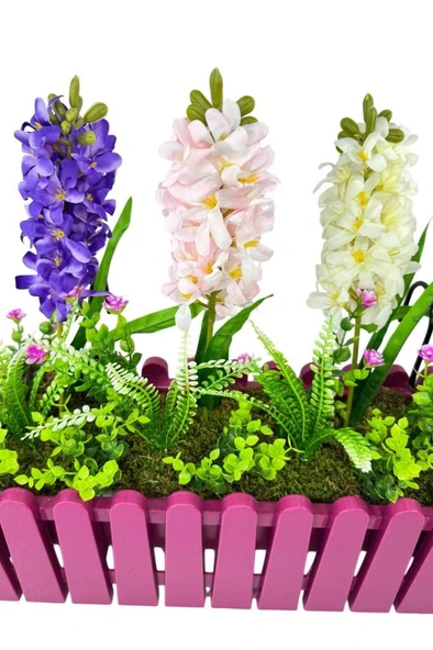 Nettenevime Yapay Çiçek Renkli Sümbül Çiçekleri Mor Çit Saksıda Küpeşte Askılı Balkon Çiçeği Çiçek Sepeti - Resim 3