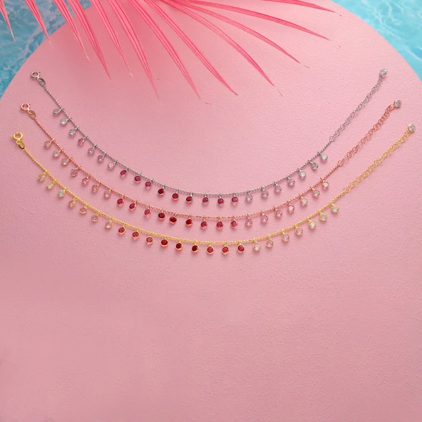 925 ayar gümüş top zincirli kırmızı renk geçişli hal hal - 2