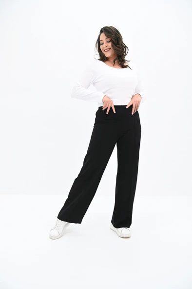 Kadın Büyük Beden Çima Detaylı Tayt Pantolon 6322-25 - 6