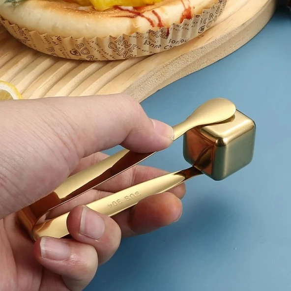 Perlotus 304 Çelik Mini Gold 11 cm Buz ve Şeker Maşası - 3