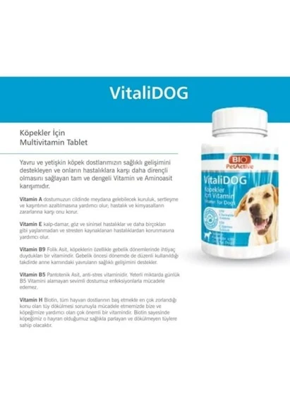 Bio PetActive Vitalidog Köpekler Için Multivitamin Tableti 150 Adet 75 Gr