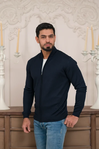 Woolen World Regular Fit Dik Yaka İnce Baharlık Triko Hırka - 7