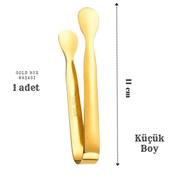 Perlotus 304 Çelik Mini Gold 11 cm Buz ve Şeker Maşası - 2