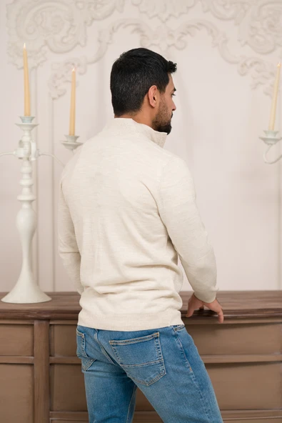 Woolen World Regular Fit Dik Yaka İnce Baharlık Triko Hırka - 3