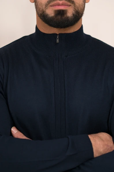 Woolen World Regular Fit Dik Yaka İnce Baharlık Triko Hırka - 10