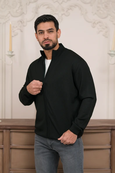 Woolen World Regular Fit Dik Yaka İnce Baharlık Triko Hırka - 11