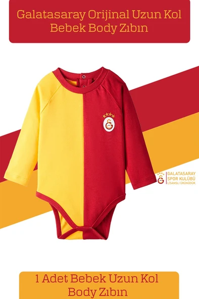 Galatasaray Orijinal Lisanslı Uzun Kol Bebek Body Zıbın Hediyelik Ahşap Kutulu - 2