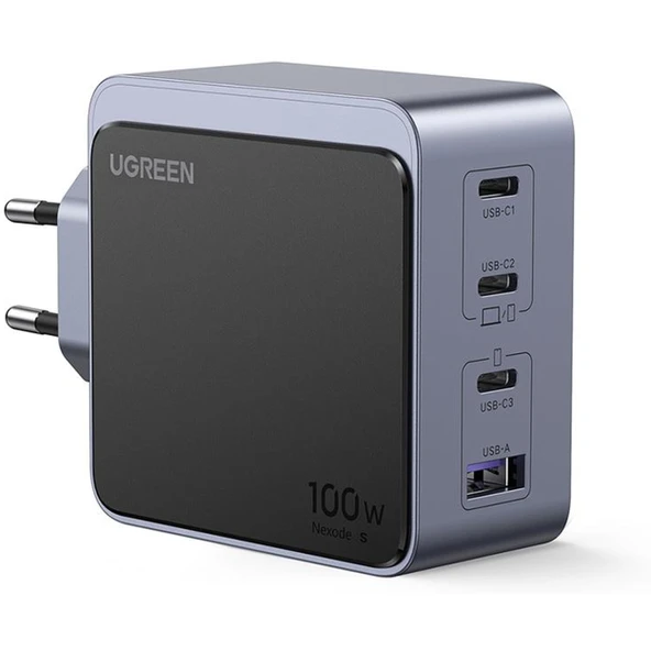 Ugreen Nexode Air 35043 3xUSB-C+USB-A QC/PD 100W GaN Hızlı Şarj Adaptörü