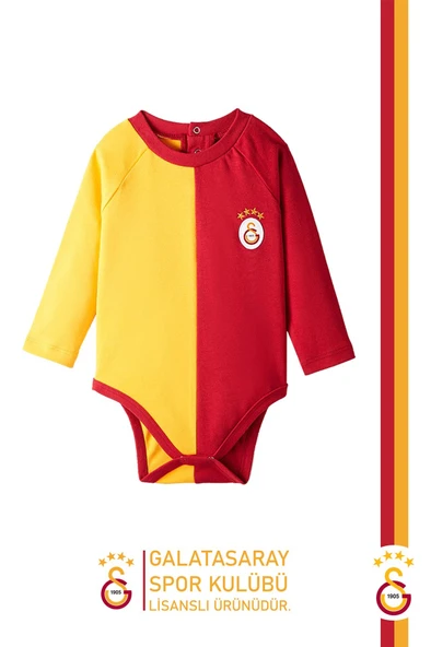 Galatasaray Orijinal Lisanslı Parçalı Uzun Kol Bebek Body Zıbın
