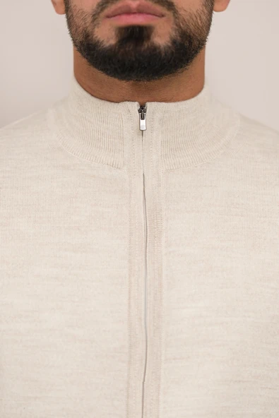 Woolen World Regular Fit Dik Yaka İnce Baharlık Triko Hırka - 4