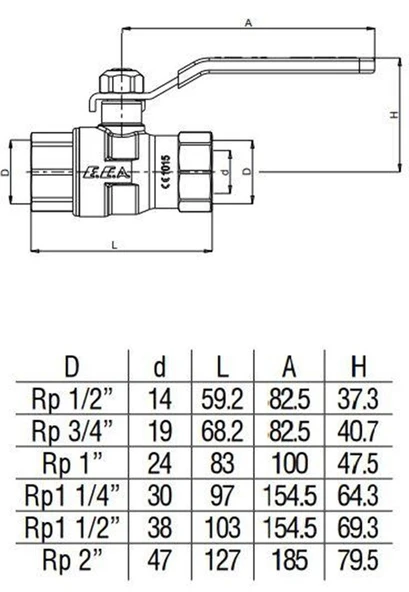 E.C.A. Küresel Gaz Vanası 1/2" 602111031 - 2