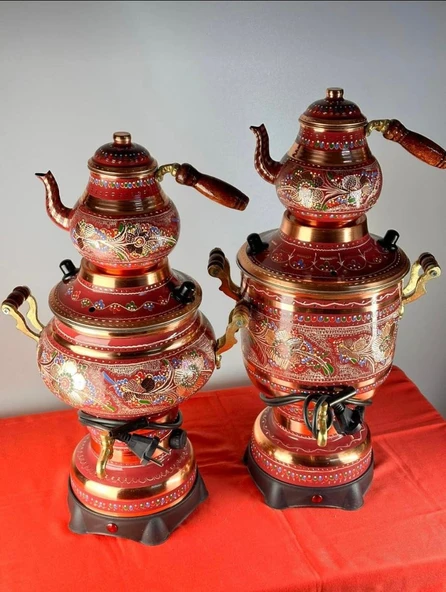 bakır termostatlı semaver büyük boy