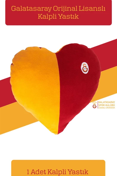 Galatasaray Orijinal Lisanslı Uzun Kol Bebek Body Zıbın & Sarı Kırmızı Kalpli Yastık Set - Resim 2