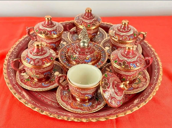 6lı bakır fincan takımı