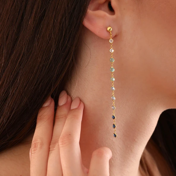 925 ayar gümüş mavi renk geçişli küpe