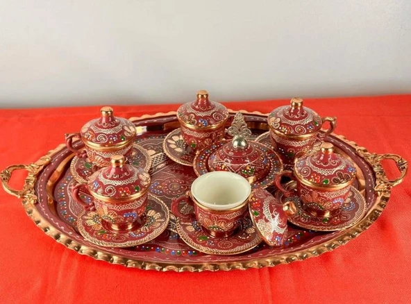 6lı bakır fincan takımı