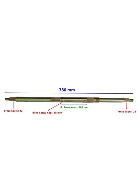 ATV AKS VİP TRACK 780 mm BİLYA YATAĞI 35 mm TEK YİVLİ 22 FREZE - 2
