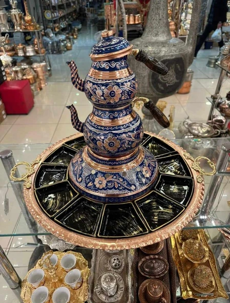 12 kişilik ocaklı demlikli bakır kahvaltı sunumluğu full set