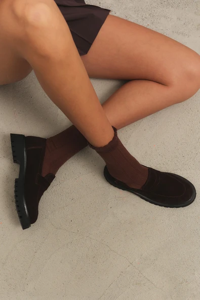 Muggo PARADİSE Hakiki Deri Kalın Taban Günlük Casual Makosen Kadın Loafer Ayakkabı - 10