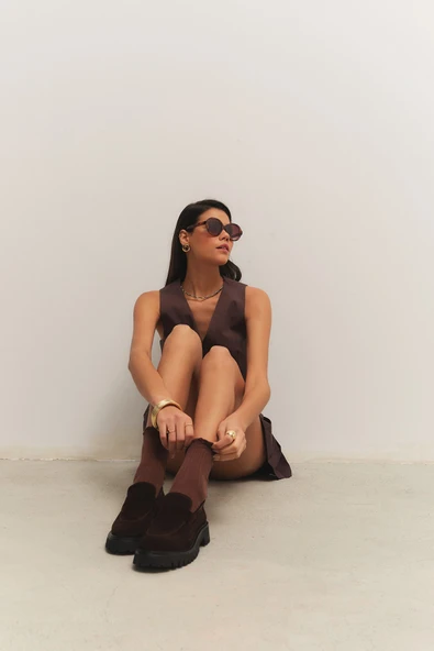 Muggo PARADİSE Hakiki Deri Kalın Taban Günlük Casual Makosen Kadın Loafer Ayakkabı - 9