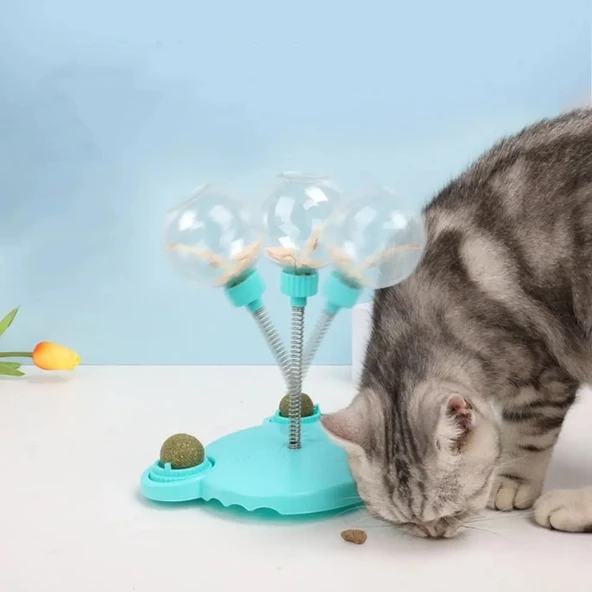 Monozone Eğlenceli Kedi Ödül Maması Dağıtıcı Oyuncak Sevimli Ayı Şeklinde Sızdıran Yemek Çemberi Topları Zihinsel Zenginleştirme İçin Oyuncak Catnipli Kedi Nanesi Topu (Mavi) - 9