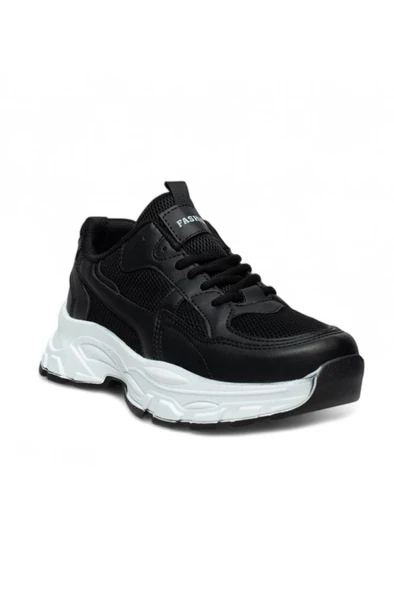 Queen Step 9953-25 Deri Anorak Anatomik Sneaker Siyah Beyaz 36-40