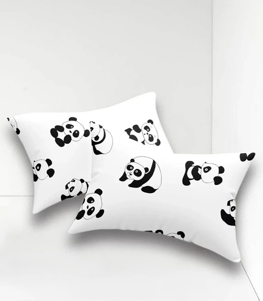 Upstyle 2li Yastık Kılıfı Panda Beyaz - 2