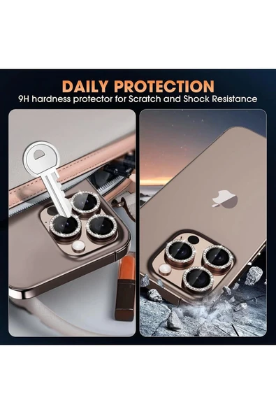 Joyroom İphone 16 Pro Max & 16 Pro Uyumlu Taşlı Kamera Koruyucu Premium Görünüm ve Kalite Netliği Korur - Resim 5